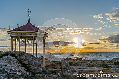 Marine landscape with views of the sunset Stock Photo