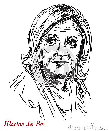 Marine Le Pen Marion Anne Perrine Le Pen, French politician, the president of the National Front, French presidential candidacy Cartoon Illustration