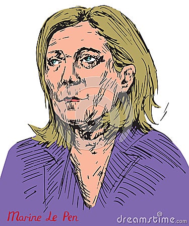 Marine Le Pen Marion Anne Perrine Le Pen, French politician, the president of the National Front, French presidential candidacy Cartoon Illustration