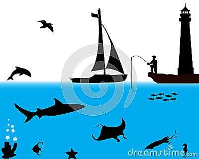 Marine life Vector Illustration