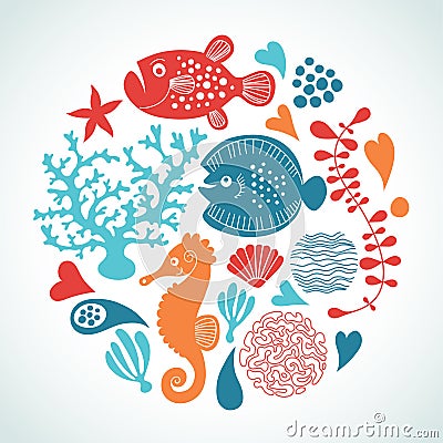 Marine life Vector Illustration