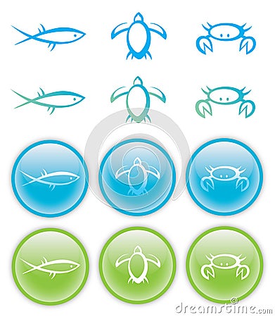 Marine life icon set Vector Illustration