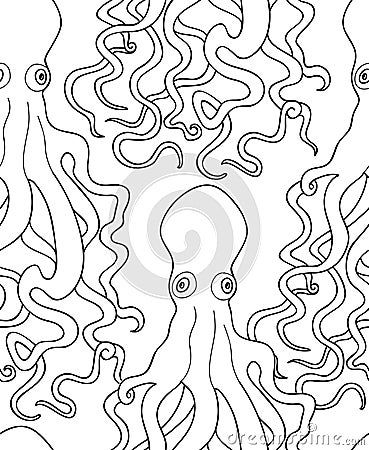 Marine life octopus seamless pattern. Ghost halloween ornament. Marine life Stock Photo