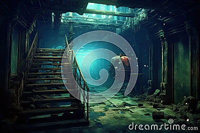 Titanic Shipwreck interior Underwater Stock Photo