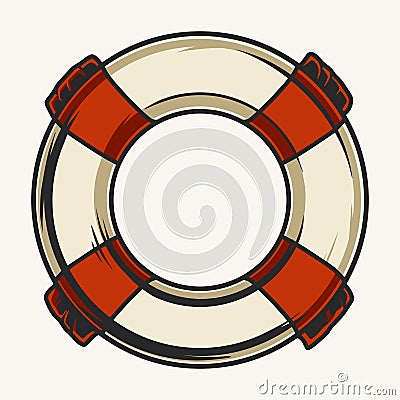 Marine lifebuoy colorful vintage element Vector Illustration