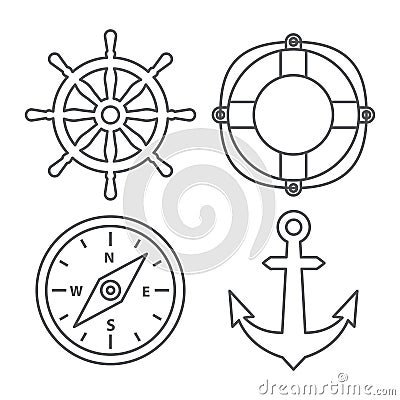 Marine Line Icons Vector Illustration