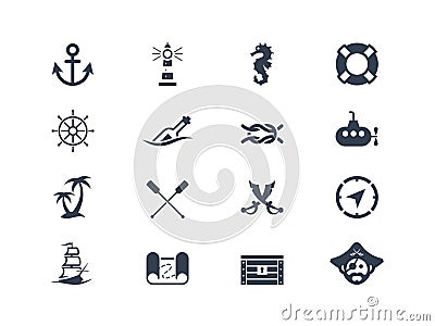 Marine and nautical icons Vector Illustration