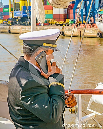 Marine Officer Talking on the Phone Editorial Stock Photo