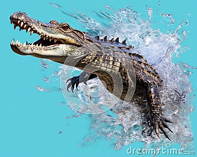 The Marine predator crocodile has a transparent background. Cartoon Illustration