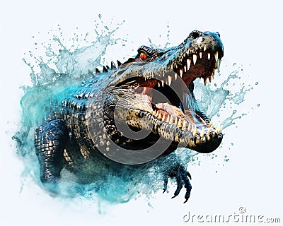 The Marine predator crocodile has a transparent background. Cartoon Illustration