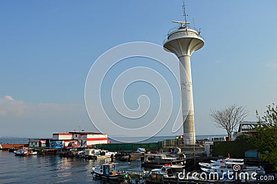 Marine radar tower, radio tower Editorial Stock Photo