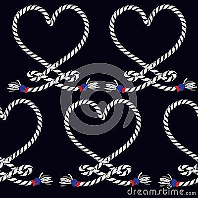 Marine rope knot seamless pattern. Endless navy illustration wit Cartoon Illustration