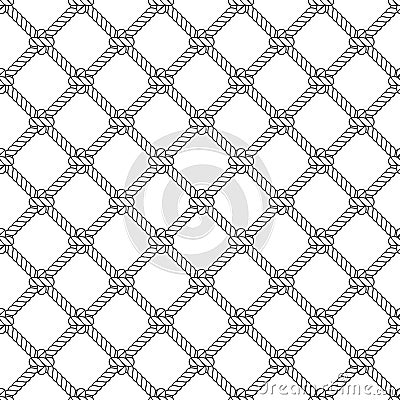 Marine rope knot seamless vector pattern. Nautical design. Navy illustration. Ocean wallpaper. Stripe elements Vector Illustration