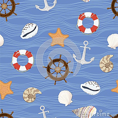 Marine seamless pattern Vector Illustration