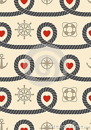 Marine seamless pattern Vector Illustration