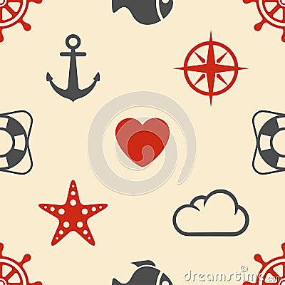 Marine seamless pattern Vector Illustration