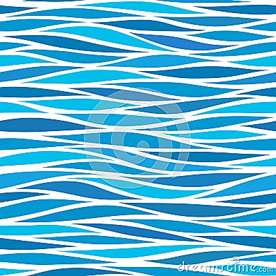 Marine seamless pattern with stylized blue waves on a light back Vector Illustration