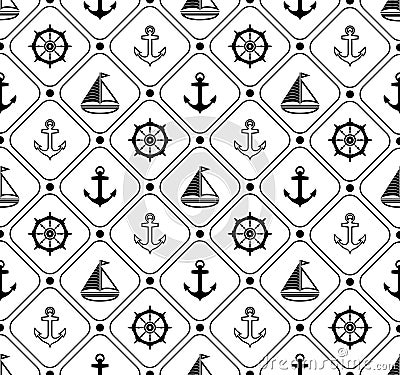 Marine seamless pattern. Suitable for wallpaper, paper, decoration. Vector Illustration