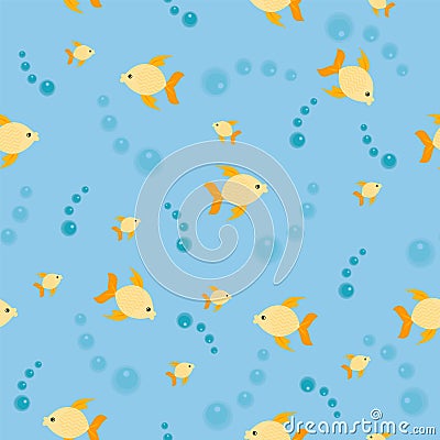 Marine seamless pattern with yellow fish Vector Illustration