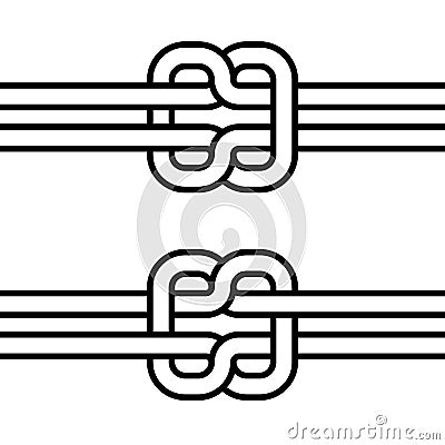 Marine self-tie knot vector double knot concept of cohesion and teamwork Vector Illustration