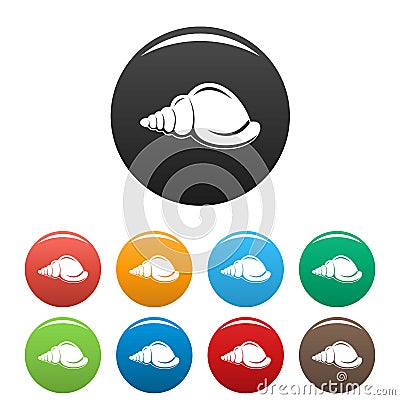 Marine shell icons set color Cartoon Illustration