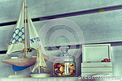 Marine subjects on the shelf Stock Photo