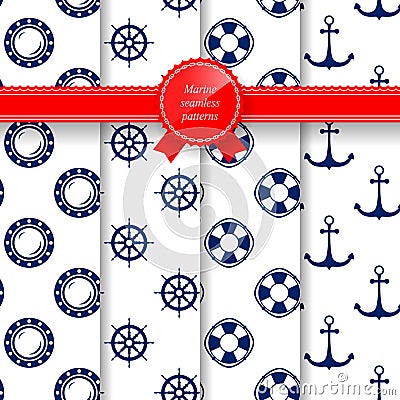 Marine Summer Seamless Pattern Vector Illustration