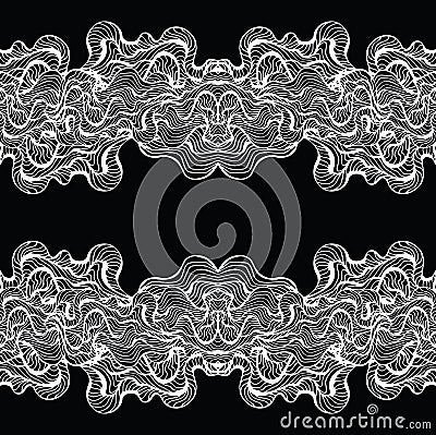 Marine waves on a black background. Water Wave abstract design.white lines on the black background Vector Illustration