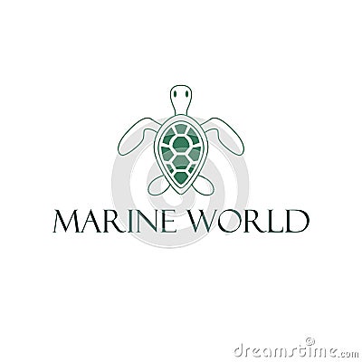 Marine World vector logo design. Turtle logotype. Vector Illustration