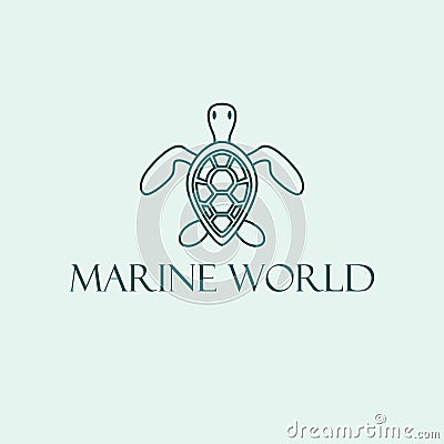 Marine World vector logo design. Turtle logotype. Vector Illustration