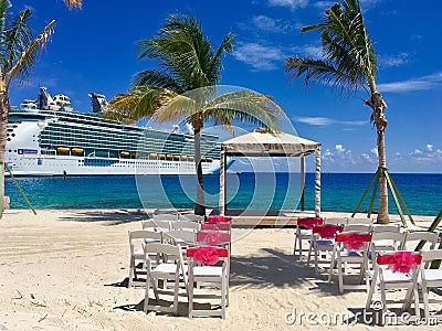 Mariner of the Seas cruise ship in CocoCay, Bahamas Editorial Stock Photo