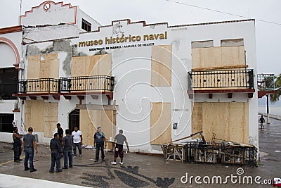 Hurricane warning preparedness in Puerto Vallarta Mexico Editorial Stock Photo