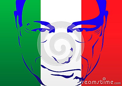 Mario Draghi portrait on the italian flag Vector Illustration