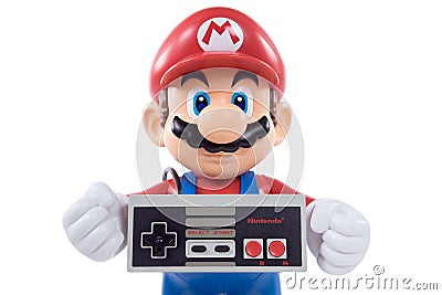 Mario Holding a NES Controller Editorial Stock Photo