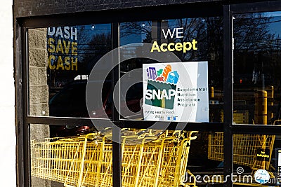 Sign at a Retailer - We Accept SNAP II Editorial Stock Photo