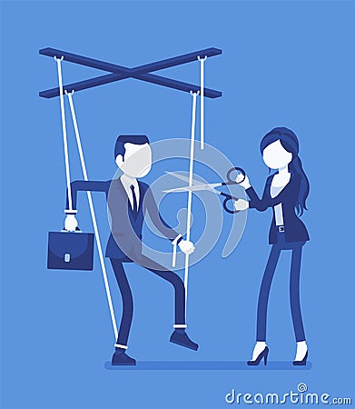 Marionette businessman free from oppression Vector Illustration