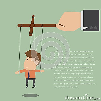 Marionette of Businessman with rope controlled Vector Illustration