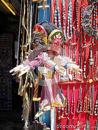 marionette fatte a mano, mercato di Kathmandu Stock Photo