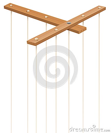 Marionette Strings Wooden Control Bar Without Puppet Vector Illustration