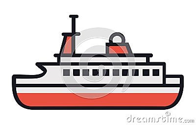 Maritime ships flat, Cargo ship container in the ocean transportation, shipping freight transportation. illustration vector Vector Illustration