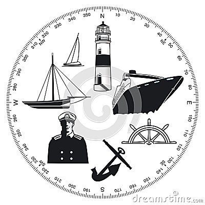 Maritime symbols Vector Illustration