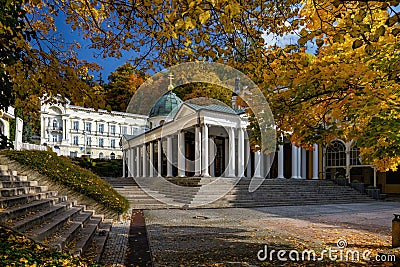 MariÃ¡nskÃ© LÃ¡znÄ› Marienbad - pavilion of mineral water Cross Spring Stock Photo