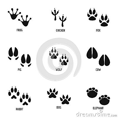 Mark of the beast icons set, simple style Vector Illustration