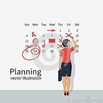 Mark calendar vector woman Vector Illustration