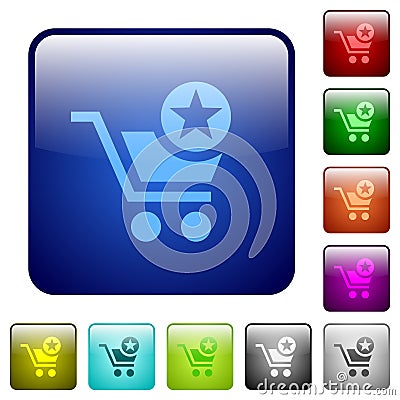 Mark cart item color square buttons Stock Photo