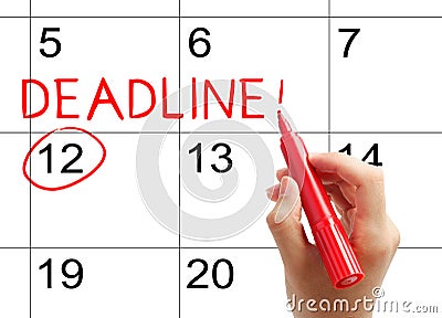 Mark the deadline on the calendar Stock Photo