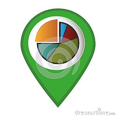 Mark icon pointer with Pie chart graphic Vector Illustration