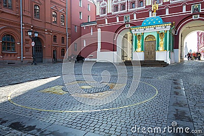 Mark kilometre Zero of the roads of the Russian Federation. Stock Photo