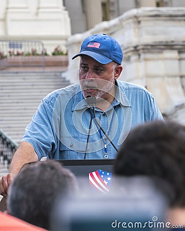 Mark Levin Addresses Crowd Protesting Iran Deal at U.S. Capitol Editorial Stock Photo