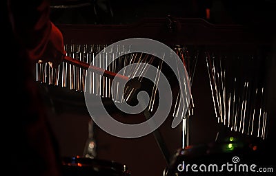 Mark tree instrument for percussion on rock concerts Stock Photo